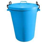 KetoPlastics Large 110L Plastic Bin with Locking Lid - Outdoor Storage Container, Clip-lock Lid, Weather Resistant, Strong Handles for Garden Waste, Rubbish & Animal Feed Light Blue