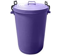 KetoPlastics Large 110L Purple Plastic Bin with Locking Lid - Heavy Duty Outdoor Storage Container, Clip-lock Lid, Weather Resistant, Strong Handles for Garden Waste, Rubbish & Animal Feed