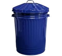 KetoPlastics Large Coloured Metal Dust Bin with Lid Retro Style Metal Bin as a Kitchen Waste Rubbish Recycle Bin 90L - Navy Blue