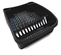 KetoPlastics Large Dish Drainer Rack Kitchen Sink Draining Board Countertop Dish Cup Glass Plate Drying Draining Board with Cutlery Drainer Utensil Holder Plastic - 48 x 39 x 11cm - Black