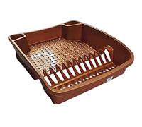 KetoPlastics Large Dish Drainer Rack Kitchen Sink Draining Board Countertop Dish Cup Glass Plate Drying Draining Board with Cutlery Drainer Utensil Holder Plastic - 48 x 39 x 11cm - Rose Gold