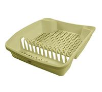 KetoPlastics Large Dish Drainer Rack Kitchen Sink Draining Board Countertop Dish Cup Glass Plate Drying Draining Board with Cutlery Drainer Utensil Holder Plastic - 48 x 39 x 11cm - Cream