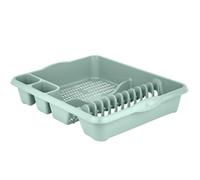 KetoPlastics Large Dish Drainer With Two Cutlery Drainer Utensil Holders For Kitchen Sink - Sage Green