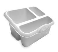 KetoPlastics Large Plastic Sink Tidy Drainer | 3 Compartment Kitchen Sink Organiser Cutlery Drainer | Perforated Drainage Base | Sponge, Dishcloth & Washing Up Liquid Holder | UK Made | Snow White