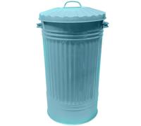 Metal Bin Retro Dustbin Waste Rubbish Bin Rubbish Waste Animal Feed Outdoor or Indoor Bin, Duck Egg Slim Tall Tapered Steel Bin 45L