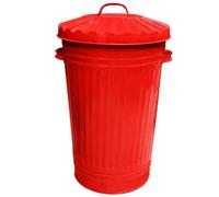 KetoPlastics Metal Bin Retro Dustbin Waste Bin Animal Feed Or Fire Bin - Outdoor Or Indoor Bin, Red Tall Tapered Steel Bin 45L