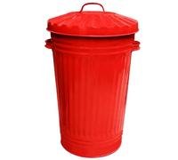 KetoPlastics Metal Bin Retro Dustbin Waste Rubbish Bin Animal Feed Outdoor or Indoor, Red Slim Tall Tapered Steel 45L