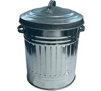 KetoPlastics Metal Bin with Dustbin Lid - Strong Galvanised 30 Litre Bin Ideal for Home, Kitchen Rubbish, Outdoor, Indoor Use, Animal Feed, Pet Food