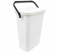 KetoPlastics Moda Recycling Food Bin with Handle Slim White Kitchen Bin with Lift Top Lid & Locking Handle - 10L