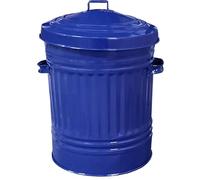 KetoPlastics Navy Blue Metal Bin with Lid Retro Style Steel Bin - 30L 46cm Steel Dustbin