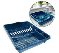 KetoPlastics Navy Dish Drainer With Cutlery Holder Dish Plates Glasses 48 X 39 X 11Cm - Navy Blue