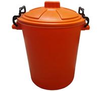 KetoPlastics Orange Bin Clip Locking Lid Bin For Waste Bin Storage Of Animal Feed Orange Bin 50L