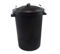 KetoPlastics Outdoor Waterproof Food Bin With Clip Locking Lid black, waste bin, dustbin, council bin (80L Black with metal handles)
