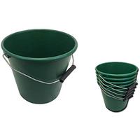 KetoPlastics PACK OF 10 GREEN PLASTIC CALF FEED BUCKETS, HEAVY DUTY WITH METAL HANDLE