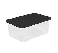 KetoPlastics Pack of 20 Wham Crystal Storage Box and Lid - 11 Litre Shoe Box, Clear with Black Lid, Storage Box, shoe Box, Organisation Box