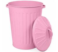 KetoPlastics Pink Metal Bin with Lid 45L - UK Made Powder Coated Steel Kitchen Bin - Retro Style Waste, Recycling, Pet Food, Animal Feed & Storage Bin
