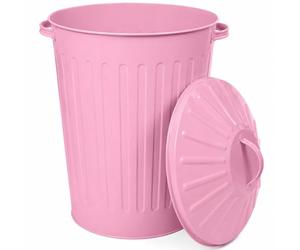 KetoPlastics Pink Metal Bin with Lid 45L - UK Made Powder Coated Steel Kitchen Bin - Retro Style Waste, Recycling, Pet Food, Animal Feed & Storage Bin