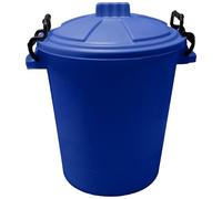 KetoPlastics Plastic Blue Coloured Bin Waterproof Rodent Proof Ideal for Outdoors Garden Animal Feed and Storage with Locking Lid 50L, Blue Feed Bin