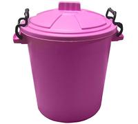 KetoPlastics Plastic Clip Locking Lid Bin for Indoor or Outdoor Rubbish Waste or Storage of Animal Feed Pink Bin 50 Litre Heavy Duty