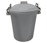 KetoPlastics Plastic Grey Coloured Bin Waterproof Rodent Proof Ideal for Outdoors Garden Animal Feed and Storage with Locking Lid 50L, Silver Feed Bin