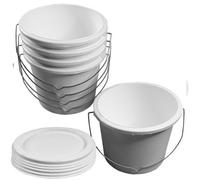 KetoPlastics Plastic Paint Kettle Container With Metal Handle And Lid Empty Pots For Paint Or Paste 2.5 Litre - 5 Pack