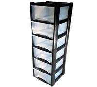 KetoPlastics Plastic Storage Drawers - Large - 6 Drawers (Black)