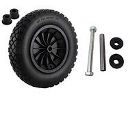 KetoPlastics PU 14" Puncture Proof Solid Industrial Wheelbarrow Wheel Tyre 3.5-8 Light Weight BLACK + 130MM AXLE SET