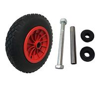 KetoPlastics PU 14" Puncture Proof Solid Industrial Wheelbarrow Wheel Tyre 3.5-8 Light Weight RED + 120MM AXLE SET
