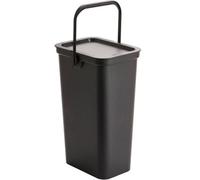 KetoPlastics Recycling Bin With Handle 40L Plastic Slim Kitchen Bin With Lift Top Lid Locking Handle Black