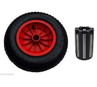 KetoPlastics Red 16" Pneumatic wheelbarrow wheel with 1" NEEDLE BEARINGS (4.80/4.00-8)