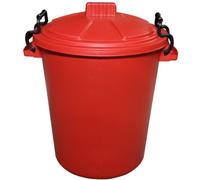 KetoPlastics Red Clip Locking Lid Bin Rodent Proof Ideal For Indoor Or Outdoor Waste Animal Feed Storage Bin 50L