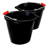 KetoPlastics Rubber Black 14L Bucket 3 Gallon - Pack Of 2