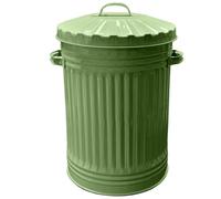 KetoPlastics Sage Green Metal Bin Retro Galvanised Dustbin Vintage Style Steel Bin - 45L