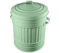 KetoPlastics Sage Green Metal Bin Retro Style Dustbin For Bathroom Or Kitchen - 30L