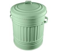 KetoPlastics Sage Green Metal Bin with Dustbin Lid Strong Steel 30L Bin Ideal for the Home, Kitchen Rubbish, Waste, Outdoor/Indoor, Animal Feed, Pet Food - 30L
