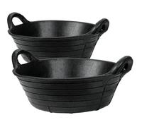 KetoPlastics Skip Feed Bucket Feeder 11L In Black Pack Of 2 Integrated Handles Made Of Rubber Flexible Animal Pet Horse