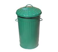 KetoPlastics Small Medium Large Galvanised Green Metal Midi Bin - Ideal for Rubbish, Dustbin, Indoor, Outdoor, Kitchen, Office, Food, Storage (46 Litre)