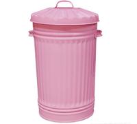 KetoPlastics Tall Slim Metal Bin With Dustbin Lid 55L Metal Straight Sided Bin For The Kitchen Rubbish Feed Bin Outdoor Or Indoor - Pink