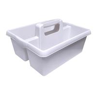 KetoPlastics Utility Cleaning Caddy with Twin Compartment and Handle Kitchen Tidy Organiser Multipurpose Caddy 38 x 31 x 20 cm White
