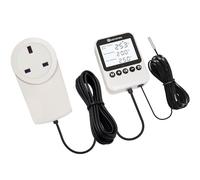 KETOTEK Day & Night Thermostat Plug, Digital Temperature Controller UK Socket 230V with Timer & Backlight for Reptile Terrarium Greenhouse Incubator, 3m Sensor Probe, Heating & Cooling