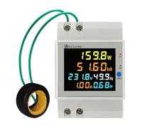 KETOTEK Energy Meter Single Phase 2 Circuit - KWH Meter Din Rail with 2 x 100A CTs - Electric Submeter AC40-300V with Color LCD, Reset & Data Storage