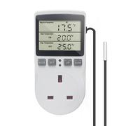 KETOTEK KT3100 Digital Thermostat Temperature Controller Socket Outlet 230V 16A Timer Switch Plug with 1.7m Sensor Heating Refrigerator Thermostat Regulator for Greenhouse Reptile Terrarium Home