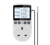 KETOTEK KT3100BL Digital Thermostat Plug Socket UK HD LCD Display Temperature Controller Outlet 16A 100-250Vac Blue Backlight with 3m Temperature Sensor for Reptile,Incubator,Greenhouse,aquarium