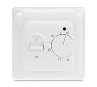 KETOTEK Manual Underfloor Heating Thermostats 220V 16A, Electric Underfloor Heating Controller Mechanical Room Thermostat with Floor Sensor Probe White