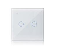 KETOTEK Smart Light Switch WiFi 2 Gang 1 Way, Compatible with Alexa, White | Touch Light Switches with Glass Panel, Tuya/Smart Life App Control