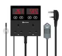KETOTEK Thermostat Plug Socket, Reptile Thermostat, Digital Temperature Controller for Heating and Cooling, Digital Humidity Controller Dual Relay for Terrarium, Aquarium, Incubation, Lizard, Vivarium