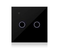 KETOTEK WiFi Touch Light Switch Black 2 Gang 1 Way, Compatible with Alexa