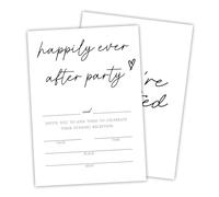 Ketsord 25 Happily Ever After Party Invitations With Envelopes - Minimalism White - Bride & Groom Wedding Reception Cards, Engagement Party Celebration, Party Favor & Decorations - A01