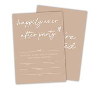 Ketsord 25 Happily Ever After Party Invitations With Envelopes - Warm Brown - Bride & Groom Wedding Reception Cards, Engagement Party Celebration, Party Favor & Decorations - A04