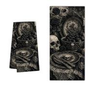 Ketsord Halloween Kitchen Towel - Vintage Skull Rose Candle - Gothic Decorative Hand Towel for Fall Kitchen, Bathroom, Bar Cart, Coffee Station, Spooky Party Home Decor & Gift (16" x 24") - 02